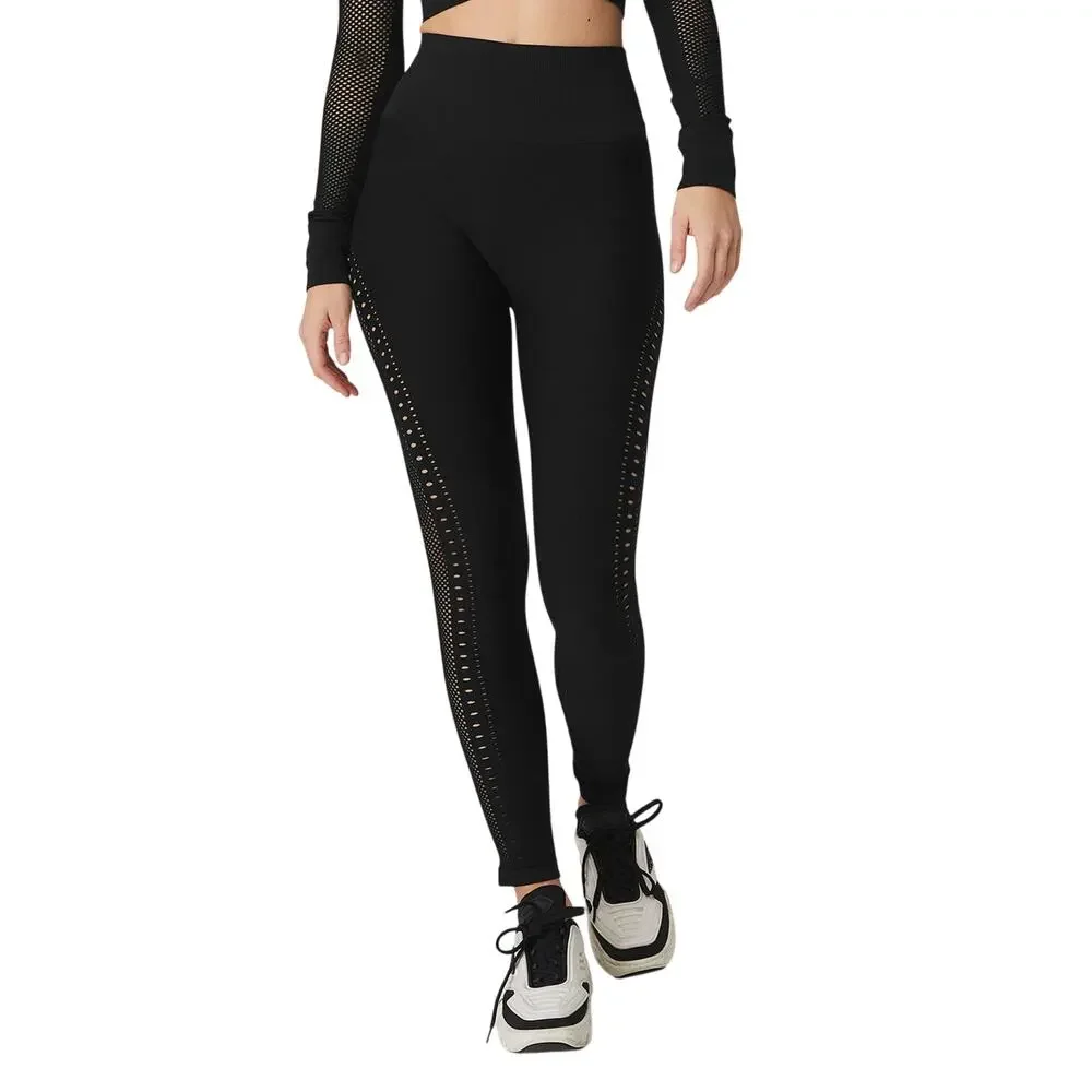 Alo Yoga Seamless Black Open Air Leggings Size S